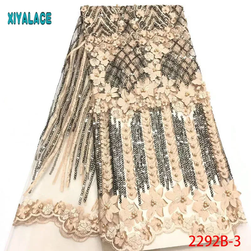 

Latest Gold Lace Fabric With Beads High Quality 2019 African Tulle Lace Fabric Beautiful Nigerian Lace for Party Dress NA2292B-2