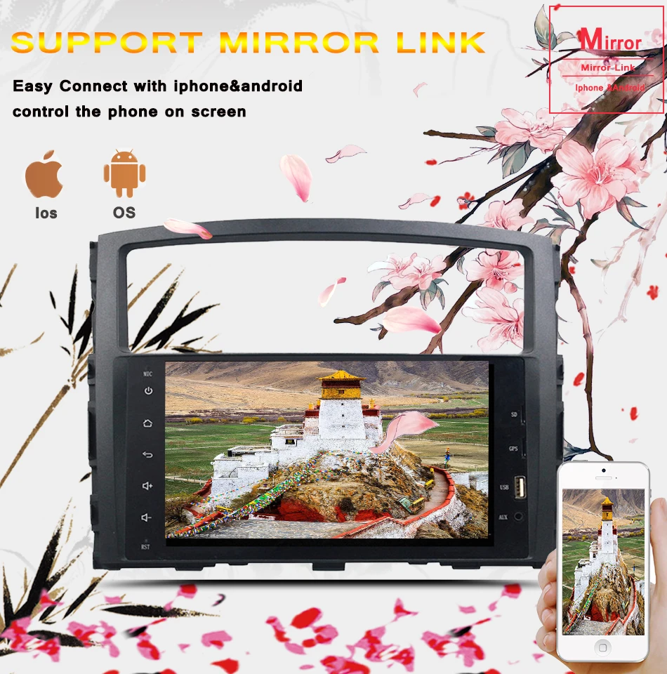 Sale Octa 8 Core Android 9.0 For MITSUBISHI PAJERO V97 V93 2006-2015 Car DVD Player GPS Navi support 4G DAB+ TPMS 64G ROM 4G RAM 7