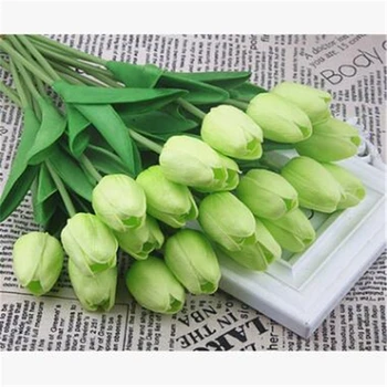 

10Pcs/lot High quality 34cm Mini PU Tulip Artificial Flowers Silk Flowers Home Decorations Accessories For Wedding Party