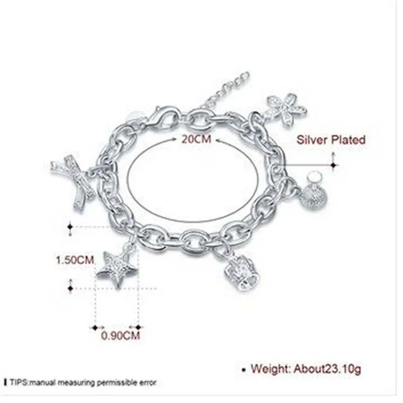 

New flower And Star And Crown Pattern 925 Sterling SilverJewelry Bracelet Exquisite Fashion Bracelet Top Quality