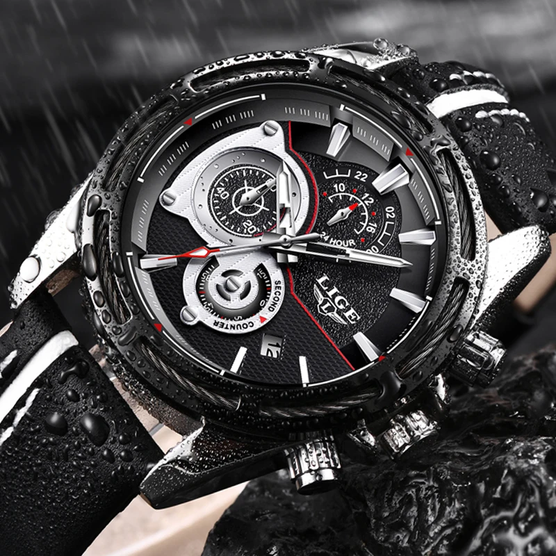 2018 June LIGE Mens Watches Brand LIGE Luxury Jewelry Quartz Blue