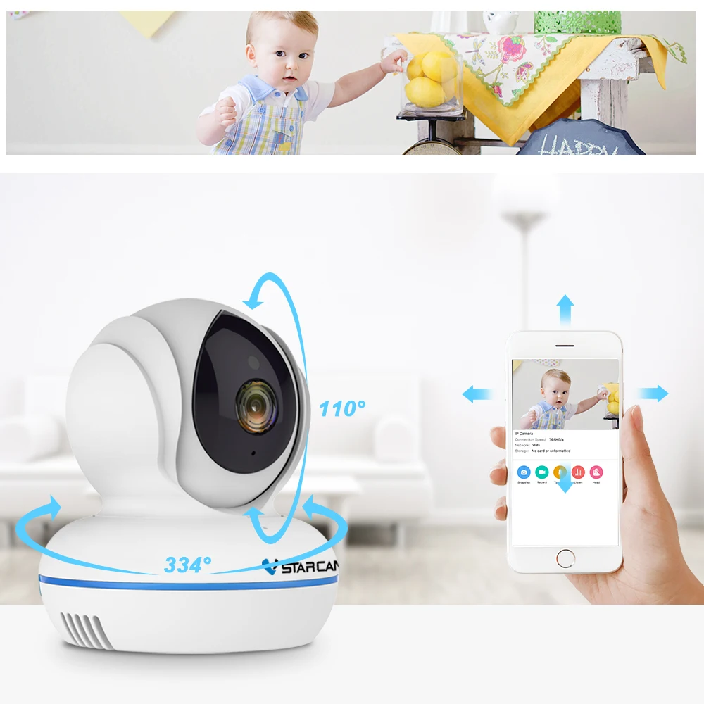Vstarcam C22Q 4MP Full HD WiFi камера для видеоняни и wifi панорамирование/наклон