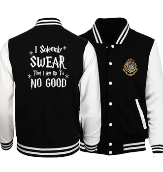 

Men's Coat Spring Atumn Over Size Bomber Baseball Uniform Printed I Solemnly Swear That I Am Up To No Good Hip Hop Sportswear