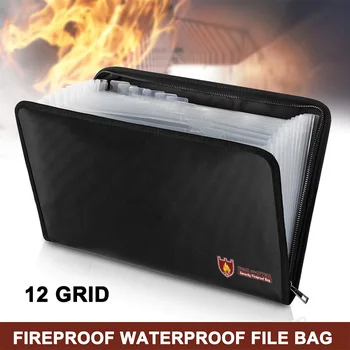 

Creative Useful Fireproof Document Bag 12 Pockets Waterproof Fire Resistant Safe Envelope for Cash Passport Hogard
