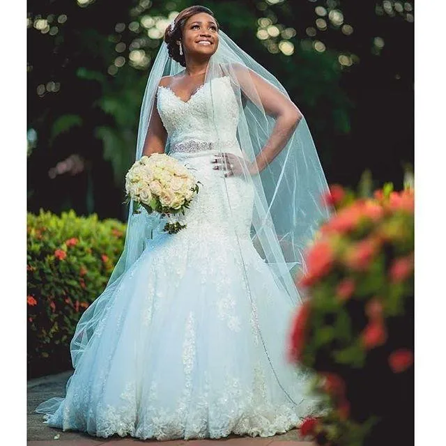 Кружево Свадебные платья Русалка 2019 Милая Африканский Свадебный свадебное платье аппликация бисером великолепные невесты robe de mariee