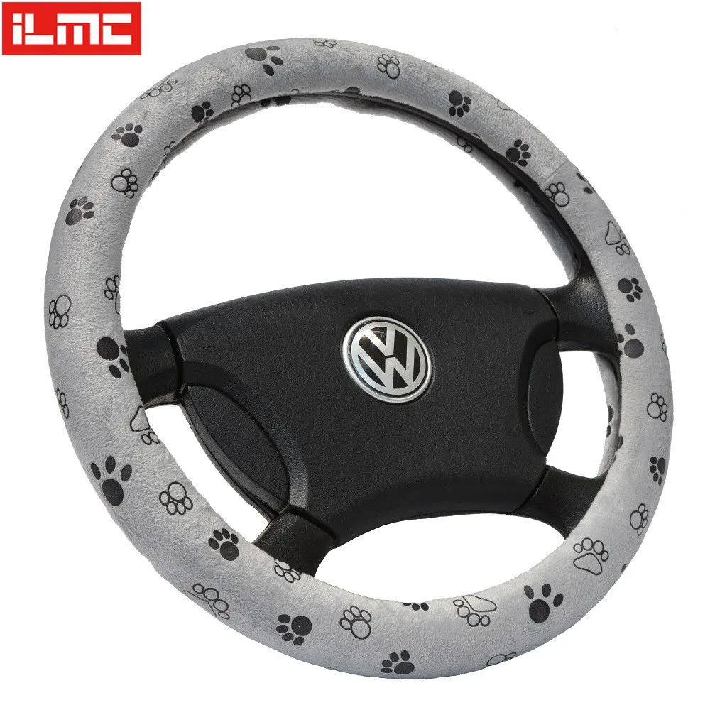 Grey Color Soft Cute No Bad Smell Footprint Auto Car Interior Accessories Steering Wheels Cover Anti