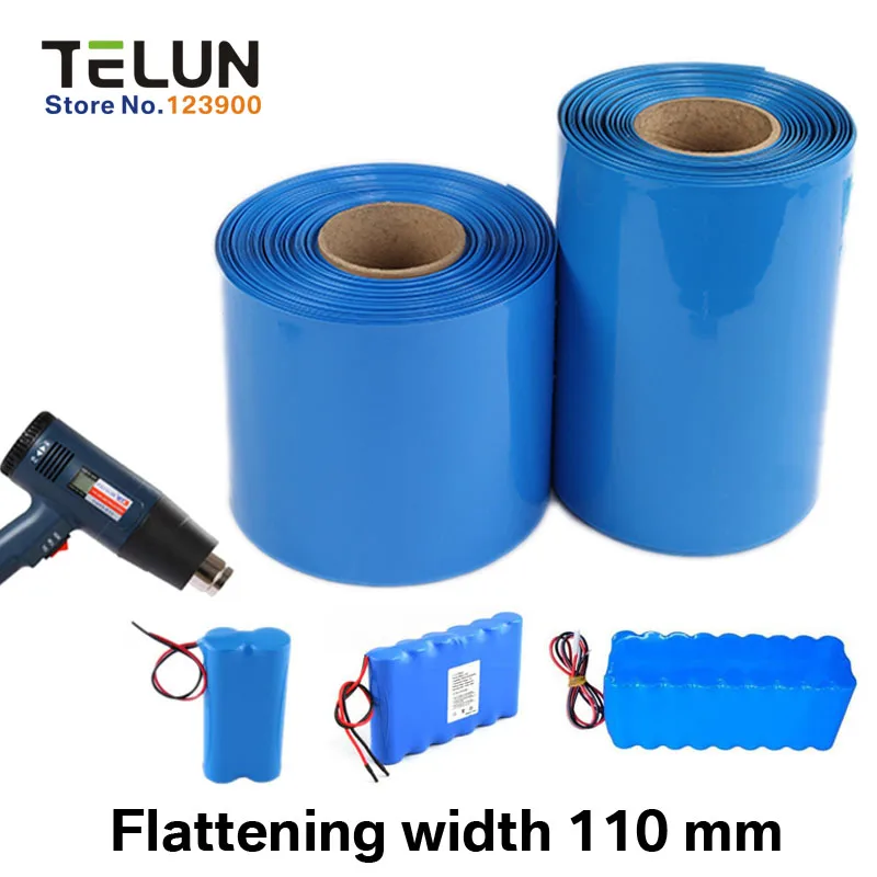 

long 1m flattening wide 110 mm PVC thermal shrinkable film tube 18650 lithium battery pack flame retardant insulating sleeve