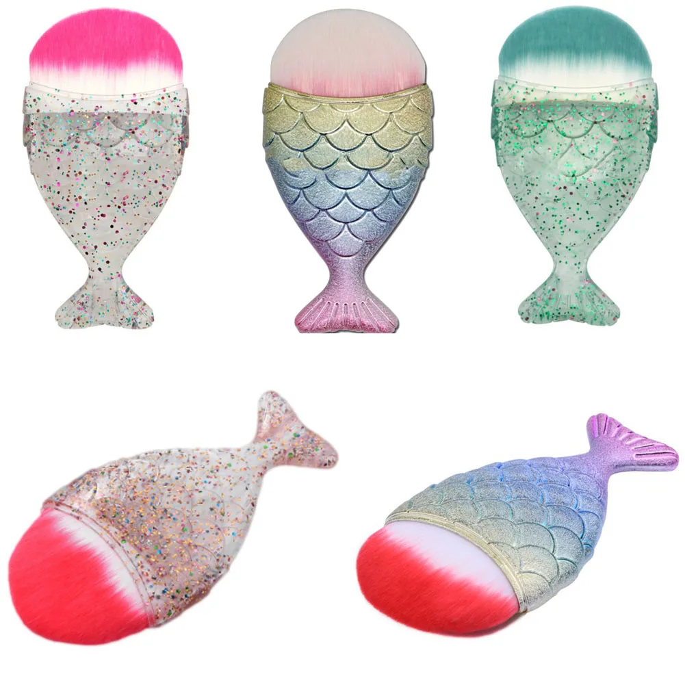 

Mermaid Makeup Brushes Powder Blush Foundation Cosmetic Tools Chubby Fish Tail Brush Contour BB Cream Rainbow Make Up Brushes