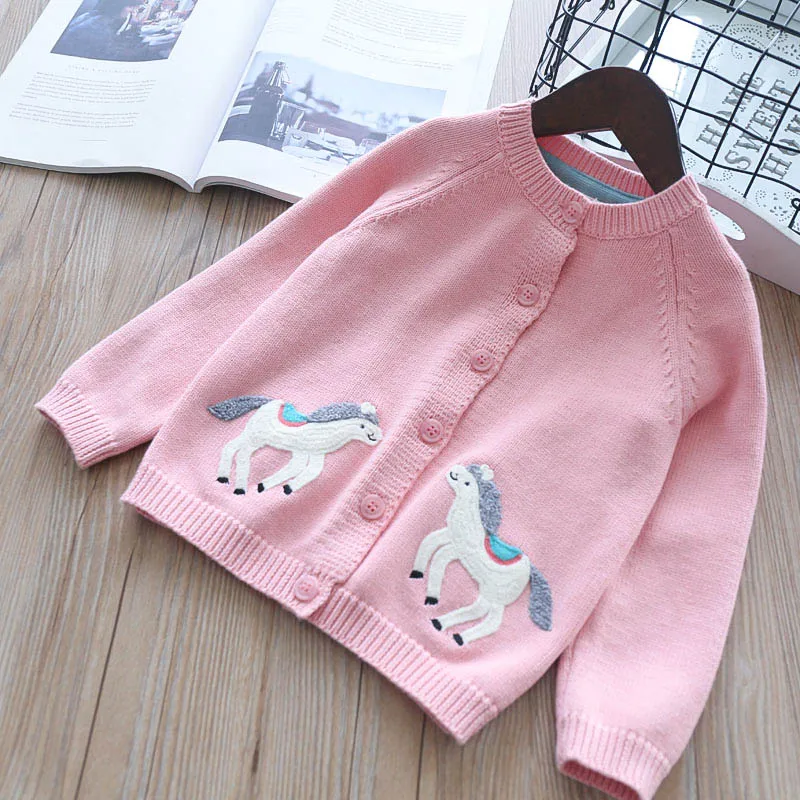 

Hurave New Fashion Open Stitch Autumn&Winter Sweater Kids kintted Girls Clothes Infant Sweater horse Coat Outwear For Girls
