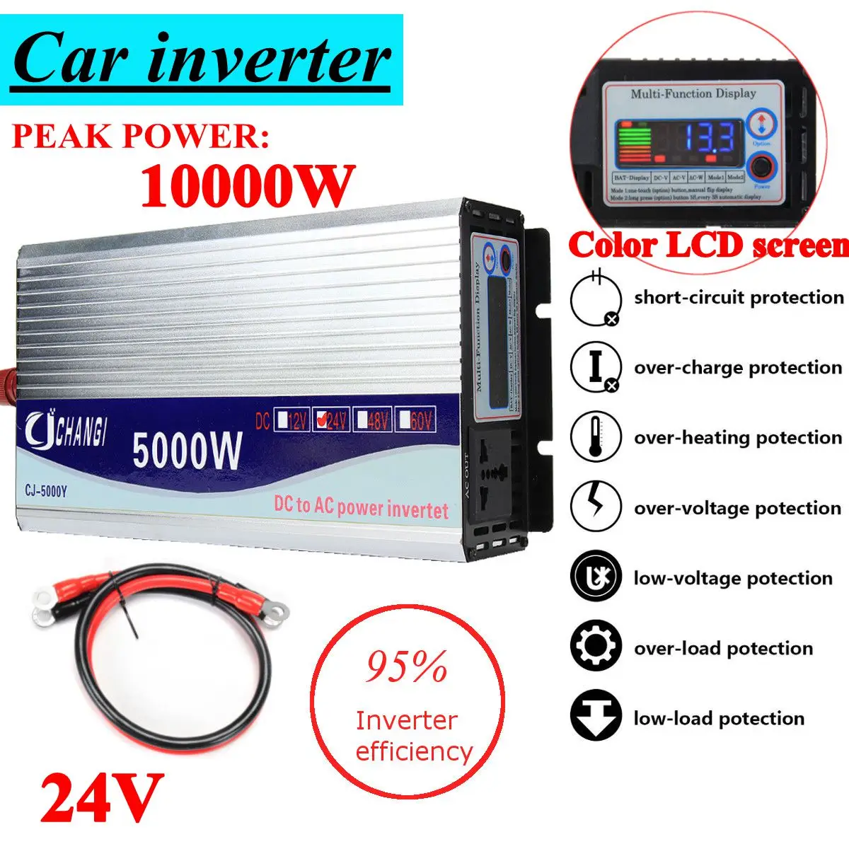 Солнечный инвертор 12V/24V/48V 220V 5000W 10000W пики модифицированный синусоидный инвентор