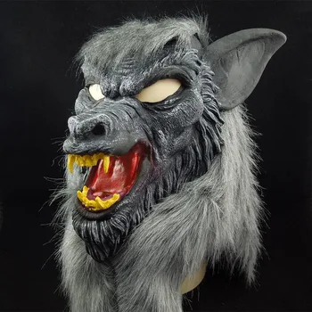 

New Hot Halloween Wolf Mask Animal Head Scary Creepy Werewolf Mask Cosplay Black Mask for Party Monster Latex Mask Props Maskers