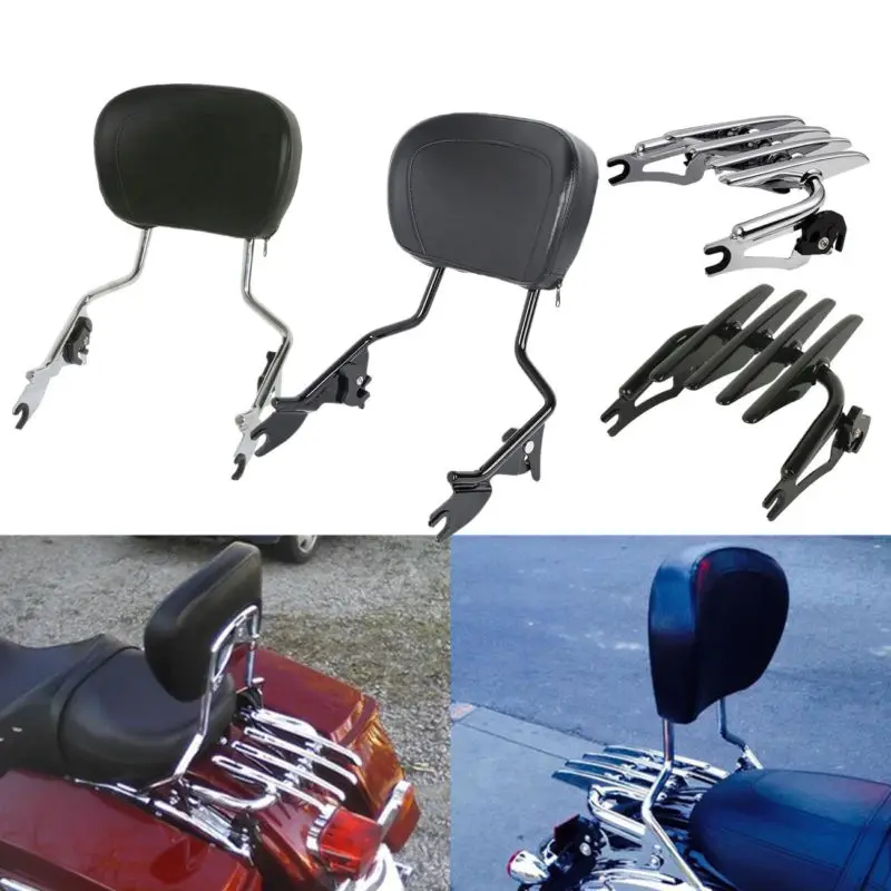 Detachable Backrest Sissy Bar Luggage Rack For Harley Touring Street Electra Glide Road Glide FLHX FLTR FLTRS FLTRU FLHXI 09-19