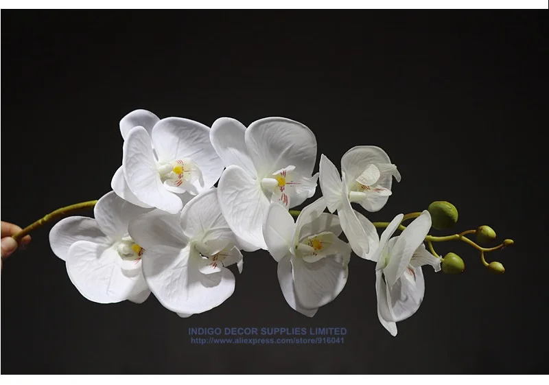 Индиго-90 см Орхидея фаленопсис, шелк, настоящий на ощупь цветок, искусственный свадебный цветок орхидеи, Цветочный, для рождественской вечеринки