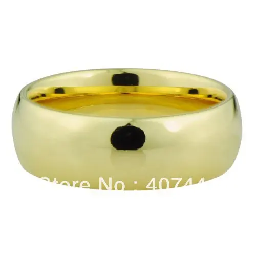 YGK 8mm Golden Dome Tungsten Carbide Ring Mens Wedding Band