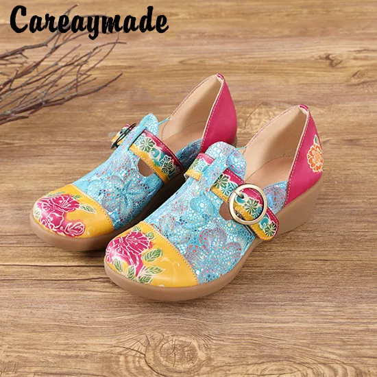 Careaymade-Genuine leather Leisure shoes New Women's Sandals Muffin and Sandals Ethnic Style Leather Slope shoes,2 colors Careaymade-Genuine leather Leisure shoes New Women's Sandals Muffin and Sandals Ethnic Style Leather Slope shoes,2 colors
