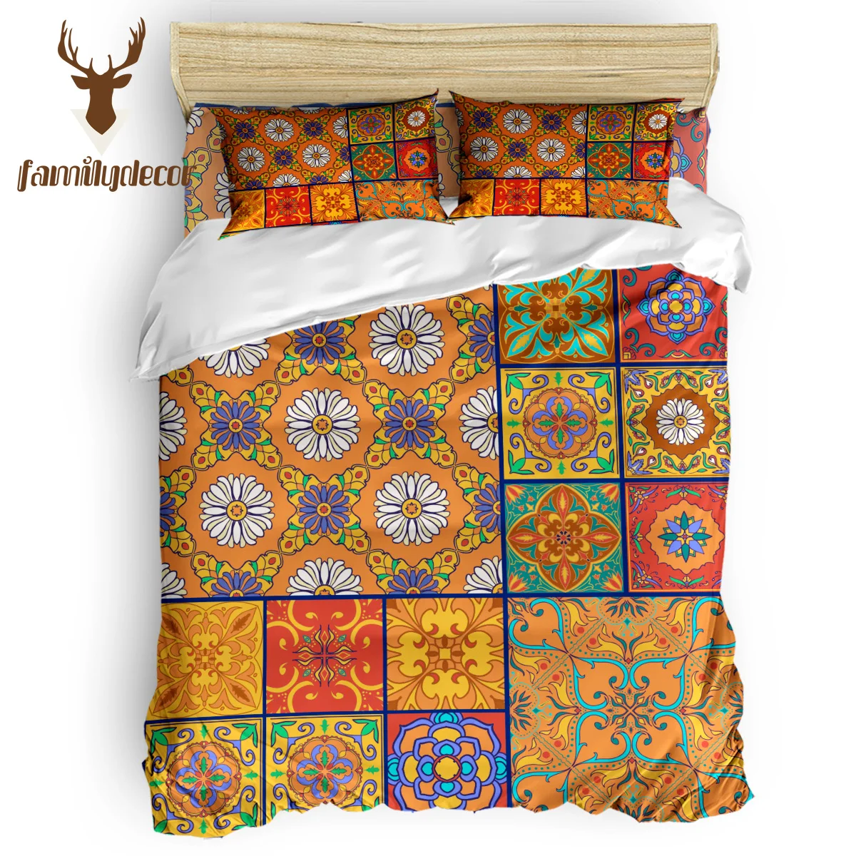 

FamilyDecor Vintage Nine Grid Pattern Texture Bedding Set Luxury Comforter Bedding Sets 3D King Size Red Blue Cotton DHL Free Sh
