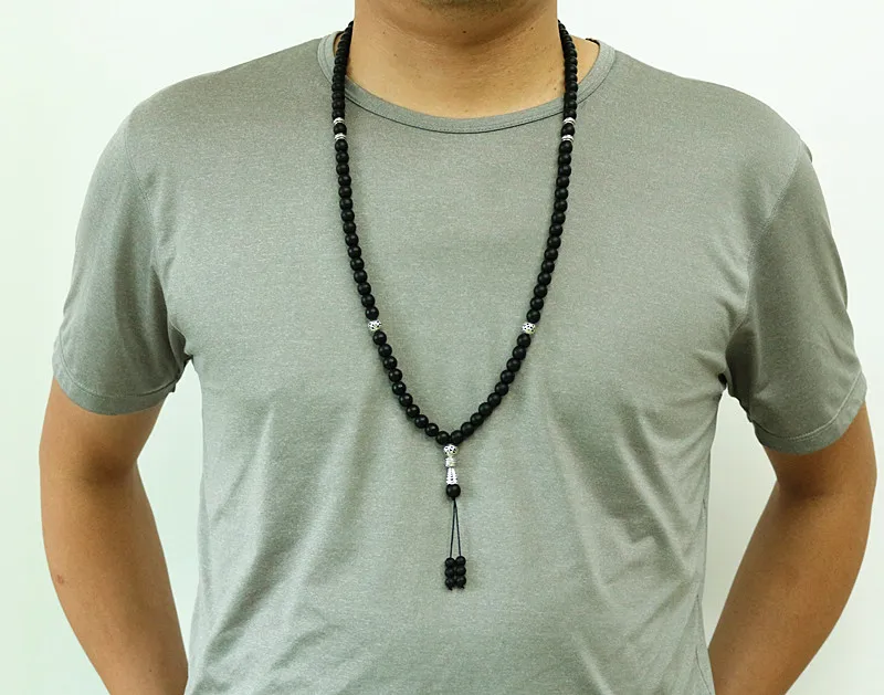 8mm and 6mm black beads with Alloy charm Shape 99 Prayer Beads Islamic Muslim Tasbih - Image 6