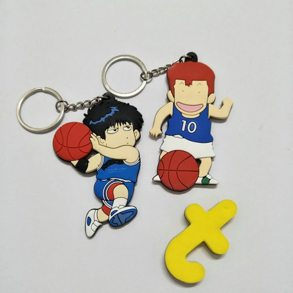 

Anime Slam Dunk PVC keychain Hanamichi Sakuragi Rukawa Kaede funny cute silicona para llaves bag pendant Jewelry Accessory gifts