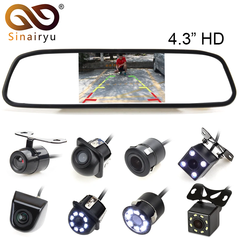 Sinairyu Дюймов 4,3 дюймов TFT ЖК-дисплей автомобиля заднего вида зеркало монитор для резервной камеры CCD видео авто парковочная помощь