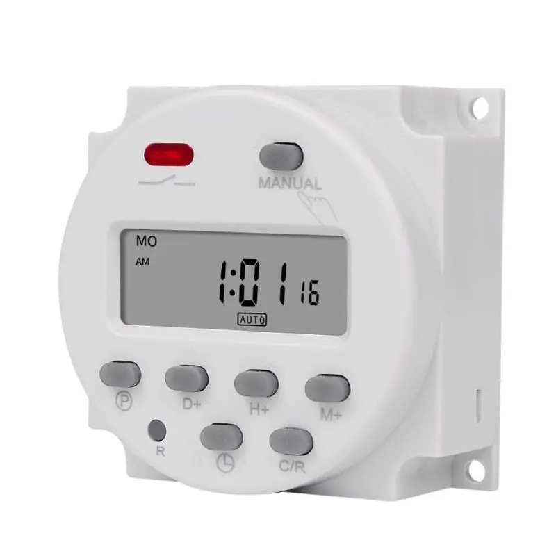 

CN101A 5V 12V 24V 110V 220V Digital Timer Switch 7 Days Weekly Programmable Time Relay Programmer Built-in Rechargeable Battery