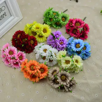

36pcs/bag Silk daisy diy wreath gifts Artificial flowers cheap christmas for home wedding decor accessories fake stamen gerbera