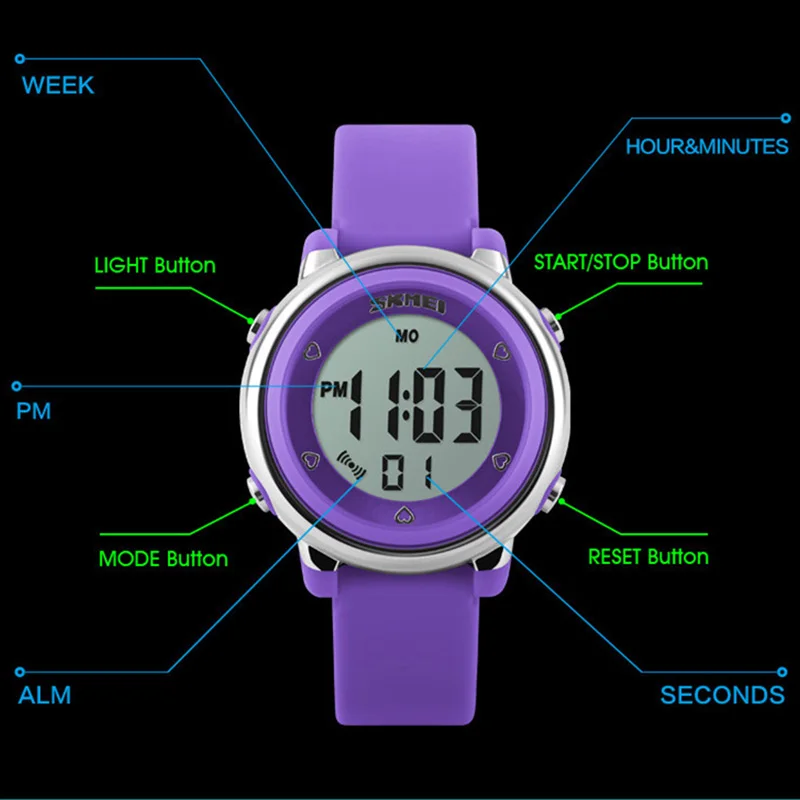 2018 SKMEI детские часы светодиодные цифровые спортивные Relojes для мальчиков и девочек