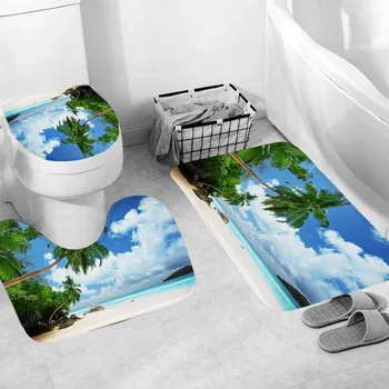 

ISHOWTIENDA 3pcs Non-Slip Fish Scale Bath Mat Pedestal Rug Bathroom Kitchen Carpet Doormats Decor toilet accessories