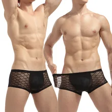 Летние новые мужские сексуальные сетчатые дышащие трусы-боксеры прозрачные мужские трусы-боксеры эластичные пикантные трусы для геев
