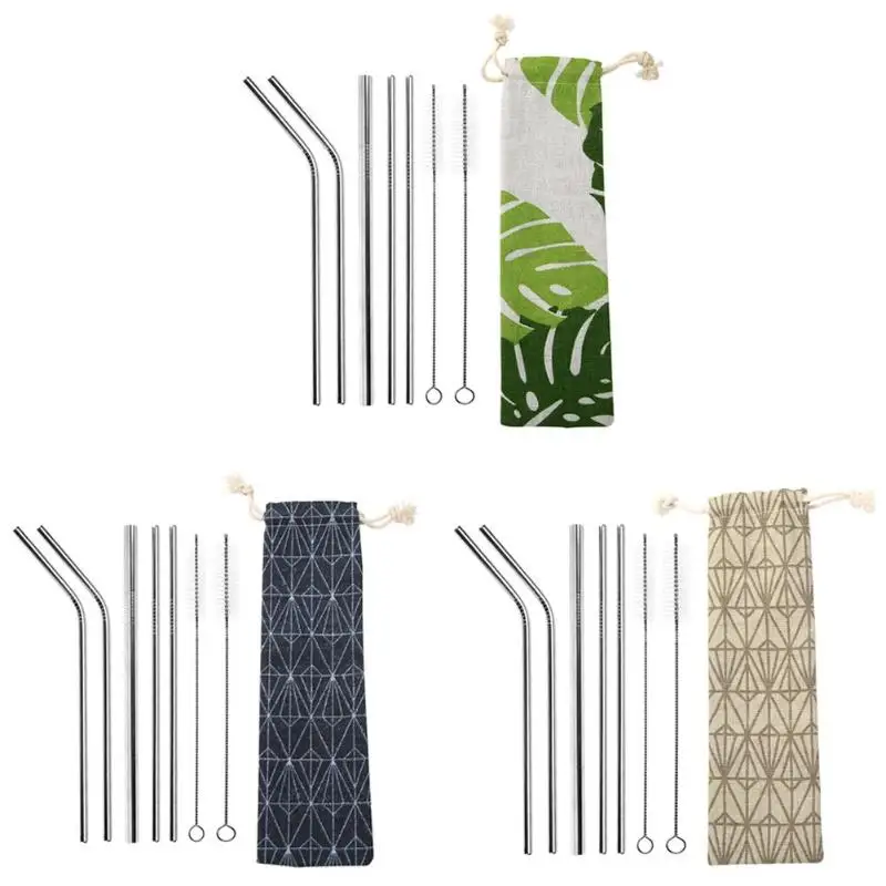 

8pcs Stainless Steel Straw Animal Pattern Reusable Coffee Straw with Brush