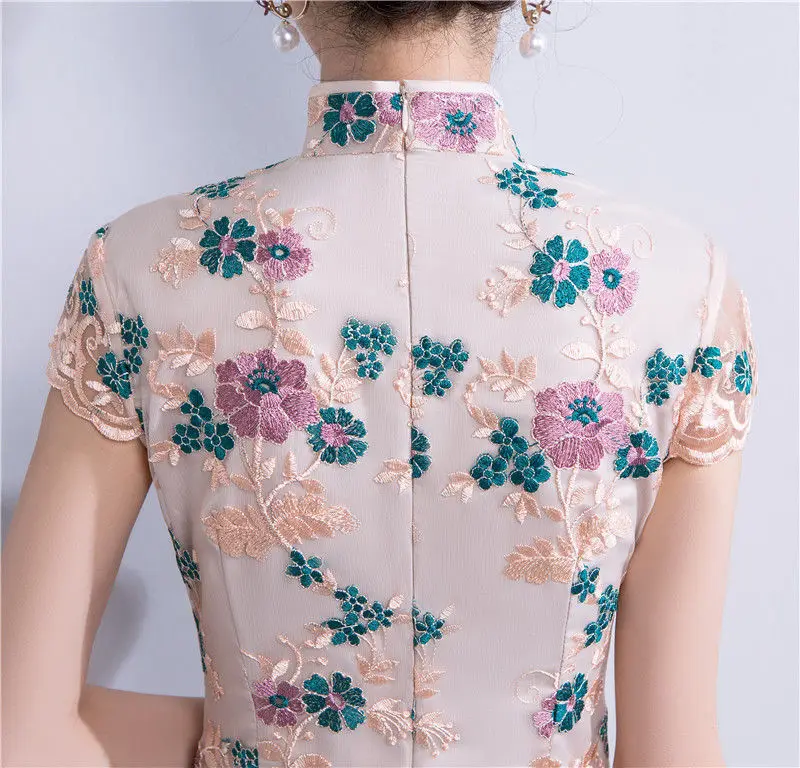 Шанхай история мода лето по колено Cheongsam новое поступление китайский Стиль Женские район платье тонкий Qipao Vestido