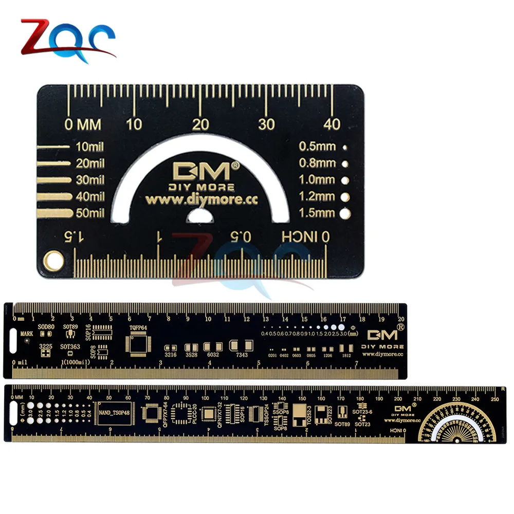 4 каблуке 15 см, 20 см, 25 см Многофункциональный PCB линейка, измерительный инструмент резистор микросхема конденсатора IC диод поверхностного монтажа транзистор посылка 180 градусов