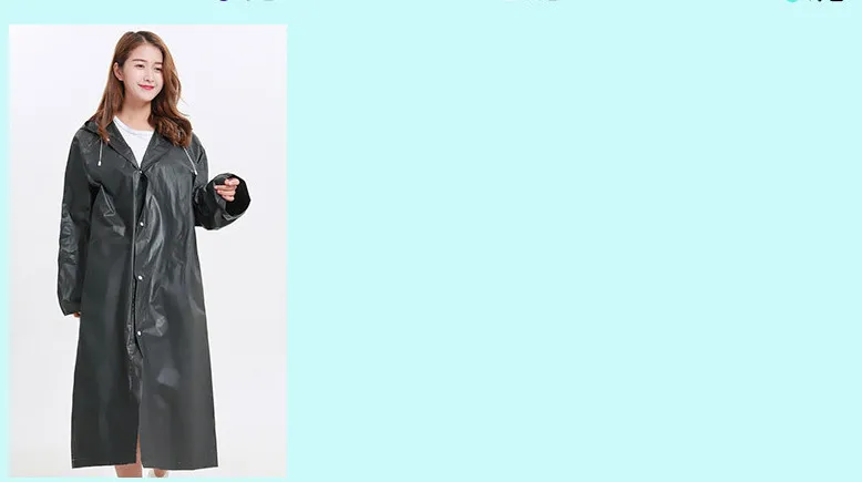 9.Fashion Adult Women Raincoat Rain jacket Outdoor Travel Eva Transparent Rain Gear Poncho Coat Waterproof Long Rainwear
