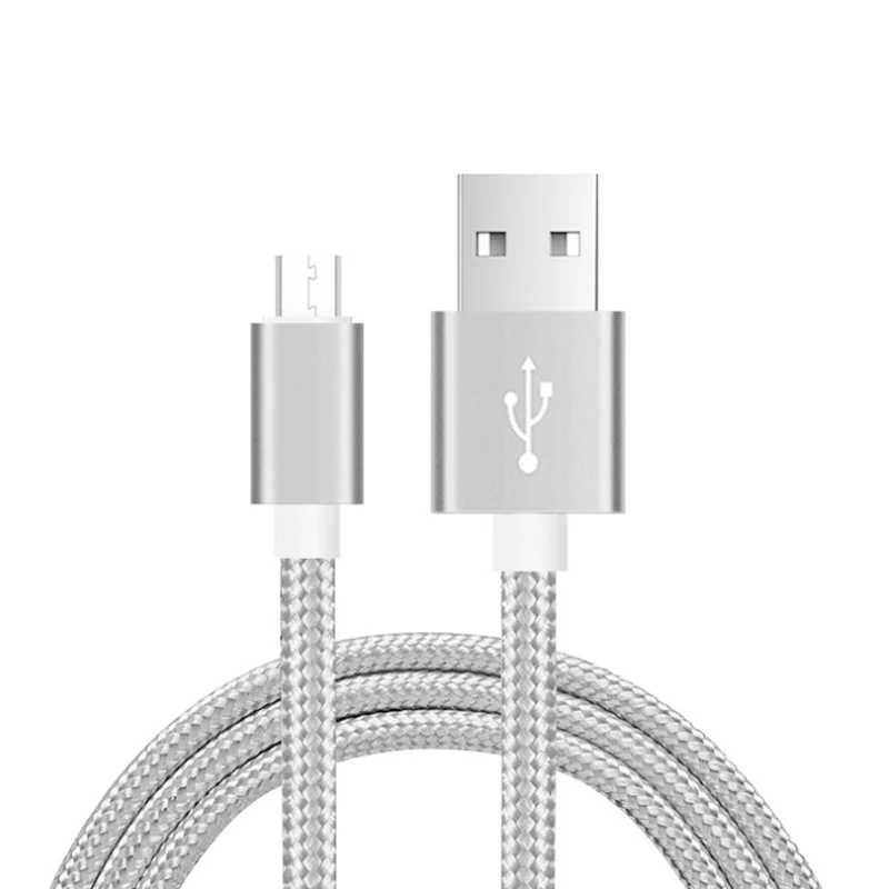 Кабель Micro USB TOENMAN 2.4A1m 1,5 m 2m Быстрая зарядка нейлон USB синхронизация данных мобильный телефон Android кабель для зарядного устройства для samsung - Цвет: silver