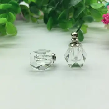 

50pcs/lot 10*15mm screw cap rhombus diy clear vial pendant Crystal Perfume bottle Necklace Pendant charms name or rice art