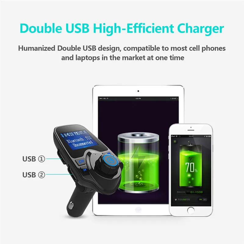 ANLUD Bluetooth Беспроводной автомобиля Mp3 плеер Handsfree Car Kit fm передатчик A2DP 5 V 2.1A USB