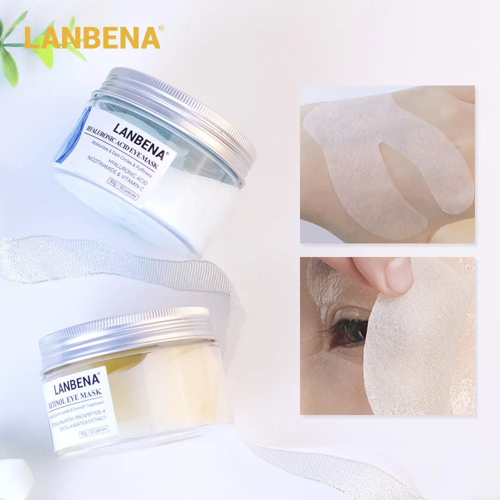 LANBENA Hyaluronic Acid Retinol Eye Mask VC Eye Patch Face Care Remove