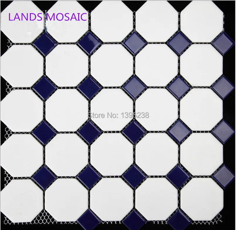 Navy Blue White Ceramic mosaic tile for Home,Bathroom wall/floor,Kitchen backsplash tiles,Toliet