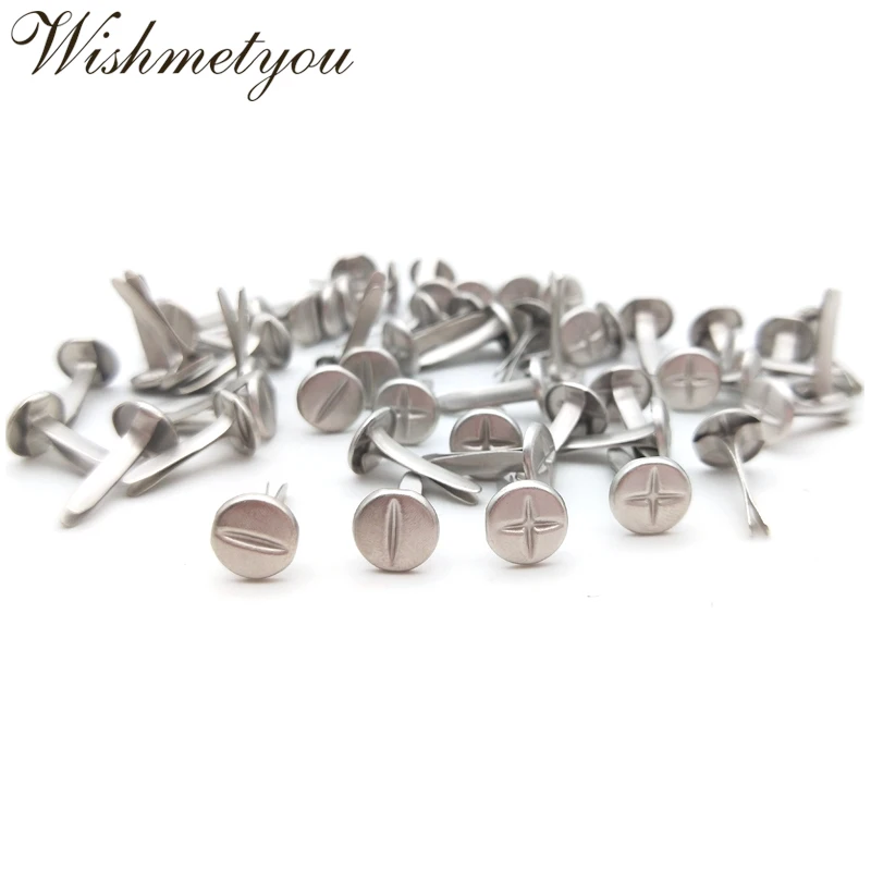 

WISHMETYOU 100pcs Silver Color Metal Cross Brads Scrapbooking Embellishment + - Symbol Decor For Card Making Craft Supplies DIY