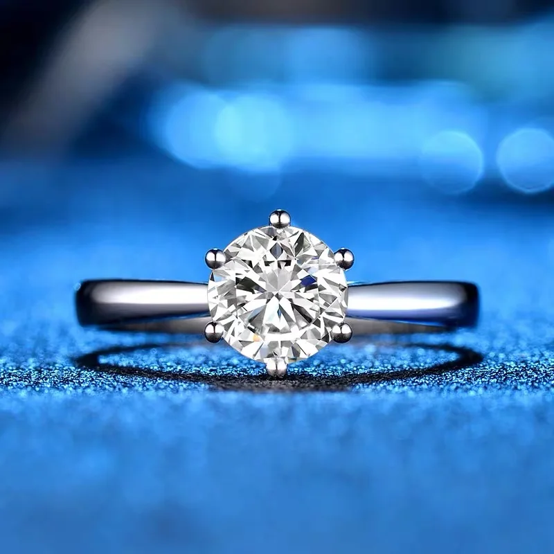 Классический Белое золото 14 карат 1ct 2ct 3ct Муассанит кольцо VVS1 Бриллиант круглой огранки для помолвки, свадьбы, годовщины кольцо для Для женщин