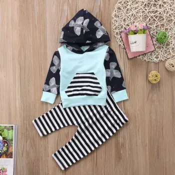 

Striped Hoodie Fashion Baby Girls Boys Clothing Sets Kids Hooded Tops Shirt+Long Pants Outfits Set Tracksuit