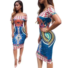 2016 New Arrival Summer Women Traditional African Print Sexy Short Sleeve Off Shoulder Dashiki Bodycon font