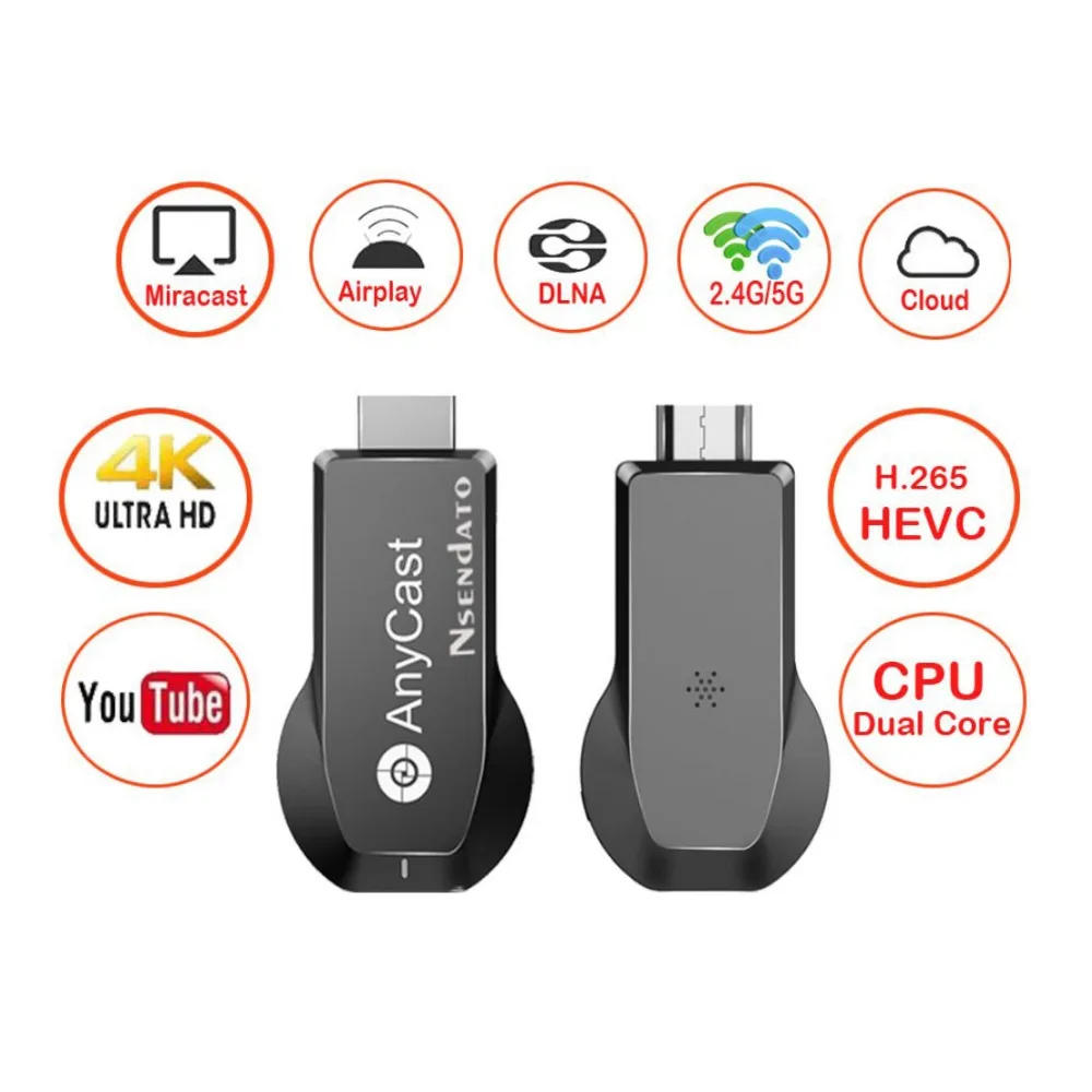 

Anycast M100 2.4G/5G 4K Miracast Any Cast Wireless DLNA AirPlay 1080P HDMI TV Stick Wifi Display Dongle Receiver for IOS Android
