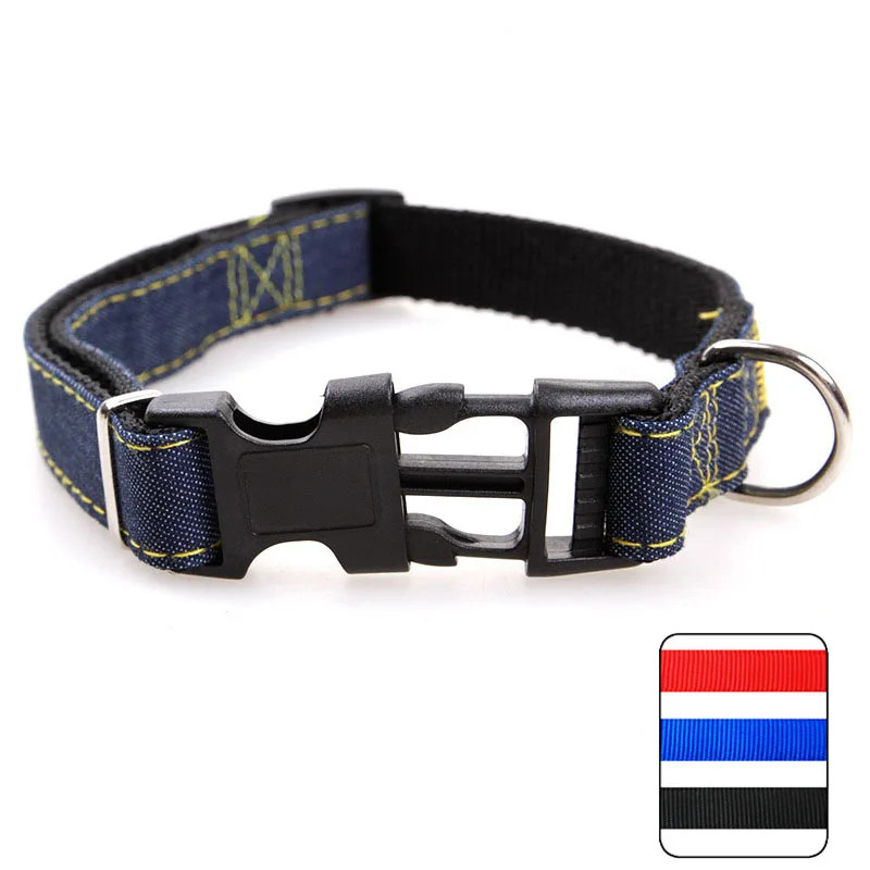 

Adjustable Breakaway Dog Collars for Small Medium Large Dogs Black Red Blue Durable Denim Dog Collar Pet Cat Supplies XS S M L
