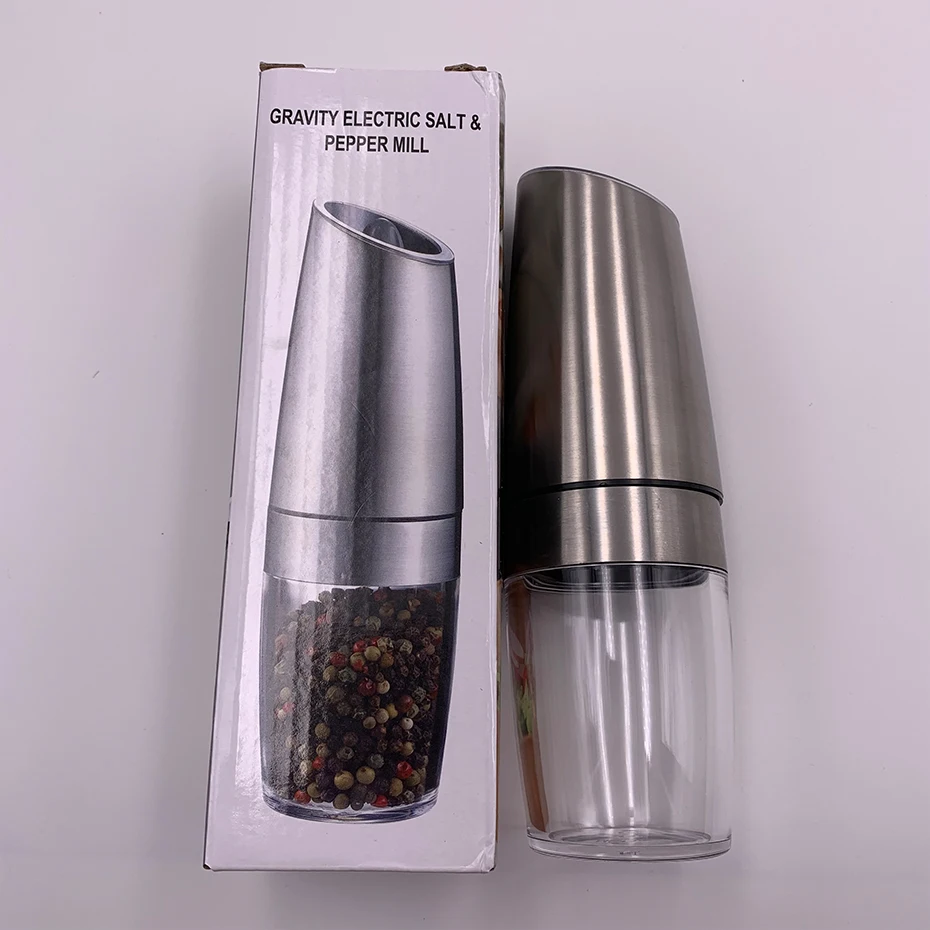 

Automatic Electric Gravity Salt and Pepper Mill Blue LED Light Salt Mill Muller BPA Free Kitchen Grinding Tool Portable