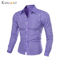 Superyou, новинка, Брендовые мужские модные роскошные топы, Бизнес Стиль, рубашка с длинным рукавом, блузка, Тонкий отворот, мужские облегающие клетчатые топы, рубашка Oct25