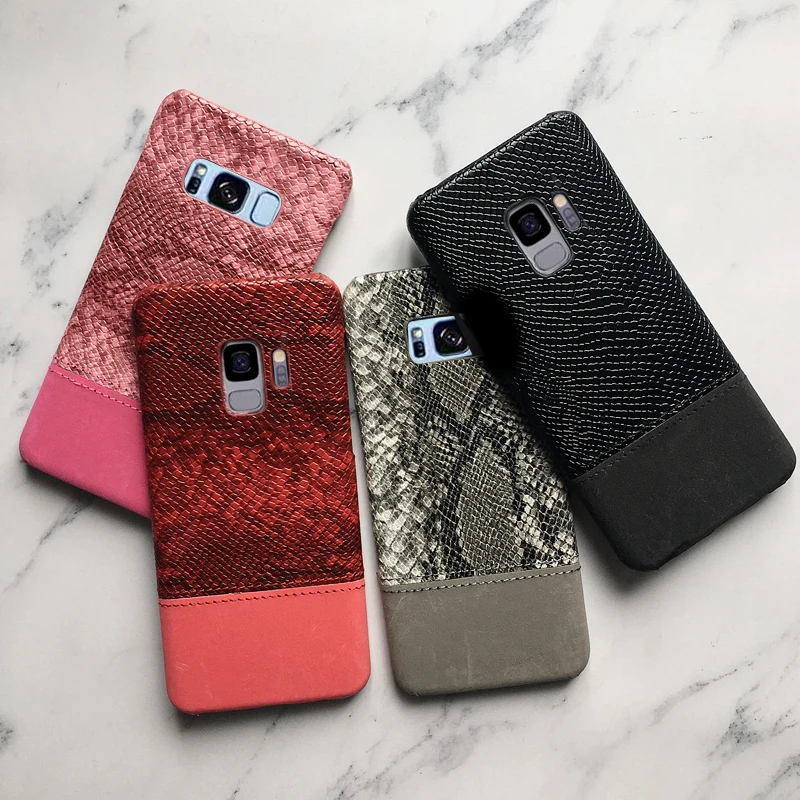 Роскошный чехол из искусственной кожи под змеиную кожу для Samsung S10 S8 S9 Plus Жесткий