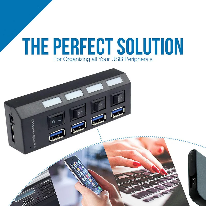 4 Port USB HUB 3 0 High Speed 4 USB 3 0 Hub with EU US 4