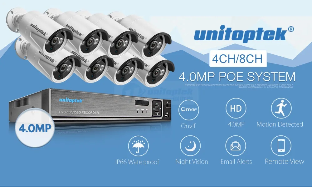 HD H.265 4.0MP POE камера безопасности CCTV система 4CH/8CH NVR с 2592*1520 IP камера Открытый День/Ночь комплект видеонаблюдения