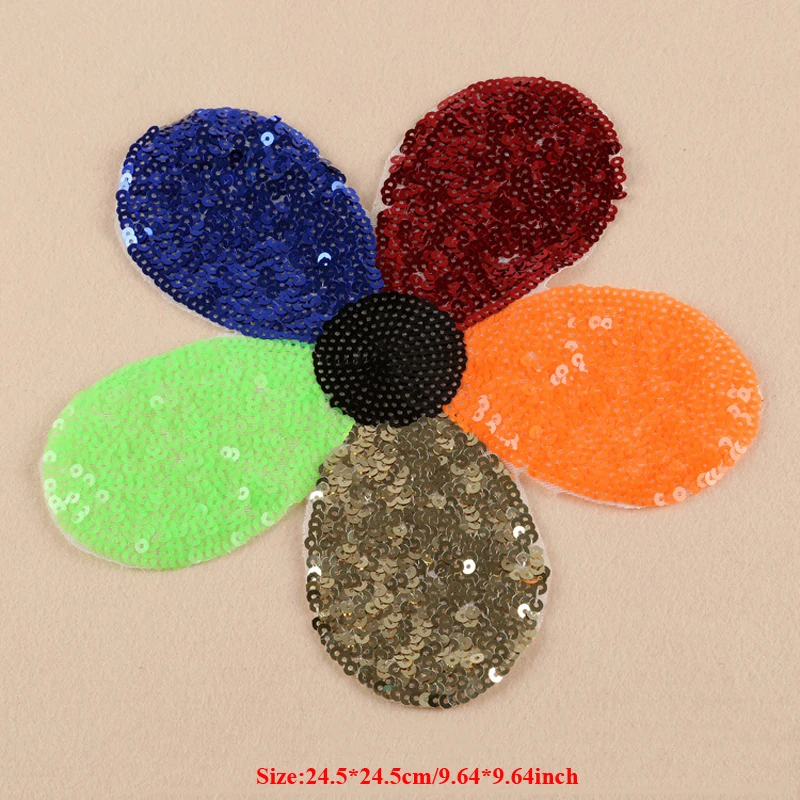 5pcs Glitter Applique Flower Jacket Patches parches Bordado Sequins