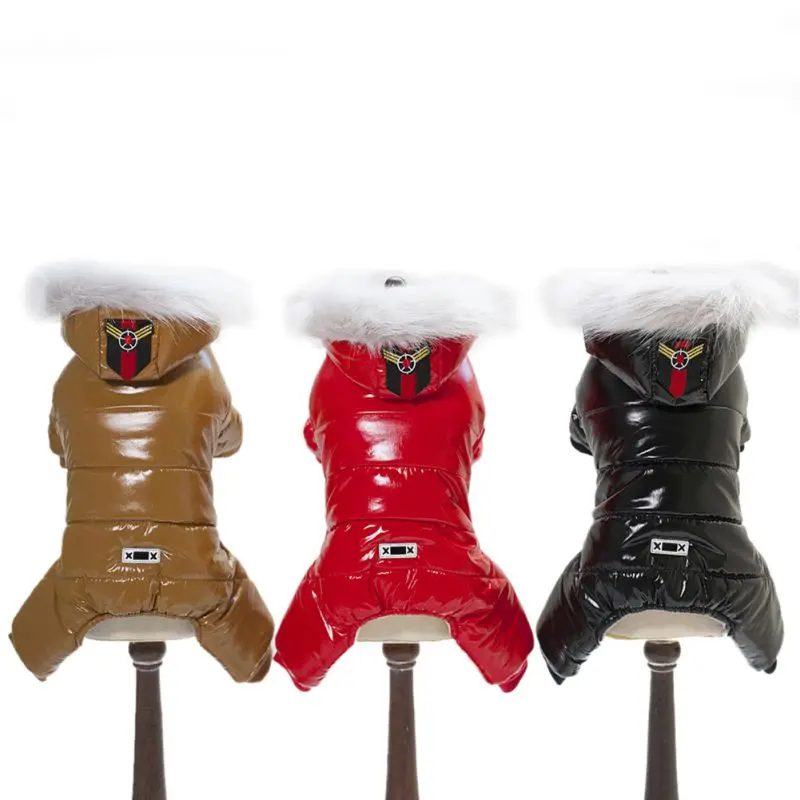 

Pet Dog Winter Glossy Surface Clothes Warm Four Foot Coats with Caps for Puppy Autumn Winter Coats Pet Dog Winter Supplies